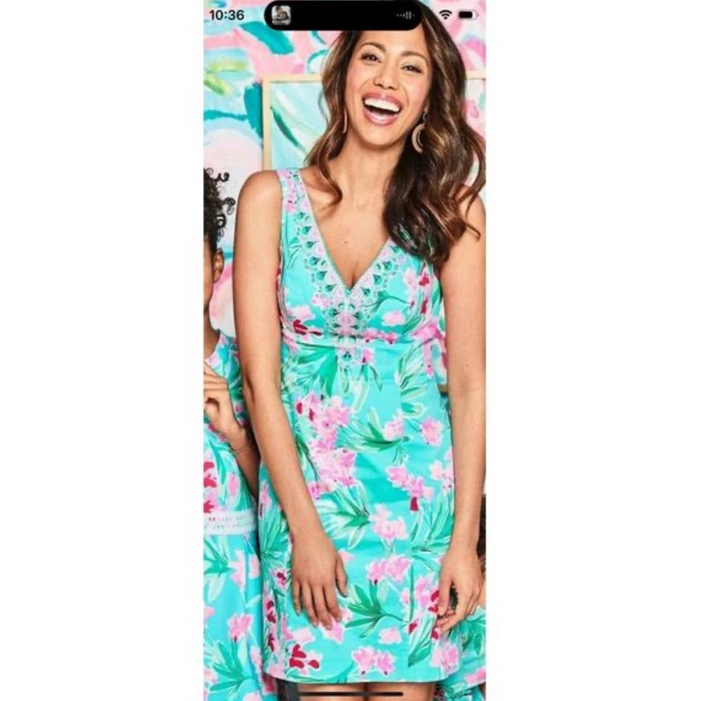 Lilly Pulitzer Veya Stretch Shift Dress in the Aqua Al Fresco "Isn't She Lovely